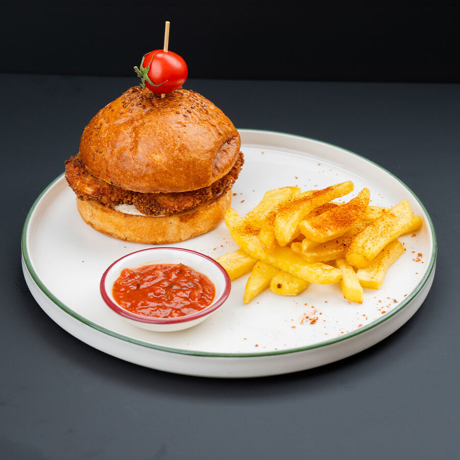 Mantarlı tavuklu burger